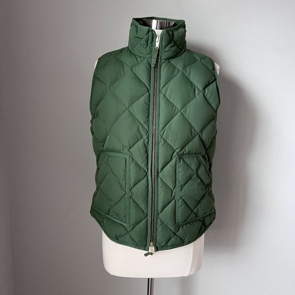 J.Crew Quilted Down Feather Puffer Vest Green Size Large Style 92465 - Picture 15 of 16